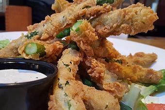 Product: Fried Asparagus with chipotle ranch - Foothills Brewing in Winston Salem, NC American Restaurants