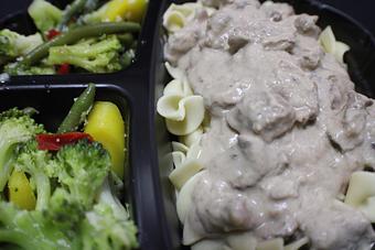 Product: Beef Stroganoff with egg noodles and vegetable blend - Franconia Heritage Restaurant in Telford, PA American Restaurants