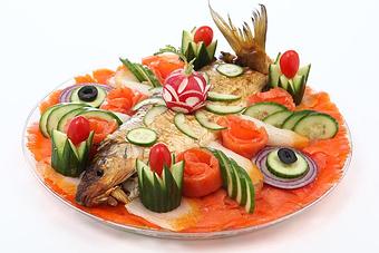 Product: 12'' Platter includes Lox, Sable and a Deboned White fish - Freund's Sushi Grill in Brooklyn, NY Seafood Restaurants