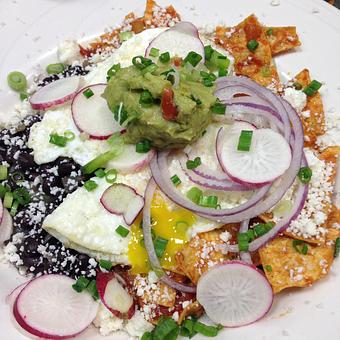 Product: Chorizo and Egg Chilaquiles - Full City Cafe in Portage, MI American Restaurants