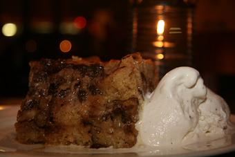 Product: Bread Pudding w/ Vanilla Bean Ice Cream - Garden Cafe in Inwood section of Washington heights - New York, NY American Restaurants