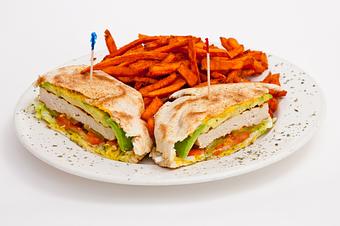 Product: Turkey Stuffie & Sweet potatoe fries - Good Stuff in Hermosa Beach, CA American Restaurants