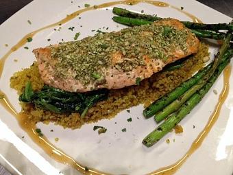 Product: Fresh Salmon with Pumpkin Seed Crumb - Gourmet Girls Gluten Free Bakery / Bistro in Tucson, AZ Bakeries