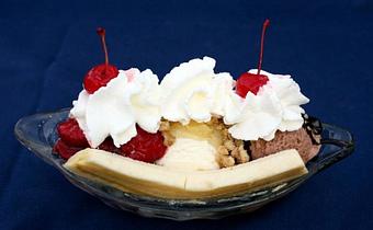 Product: Banana Split - Hot Licks Homemade Ice Cream in Fairbanks, AK Dessert Restaurants