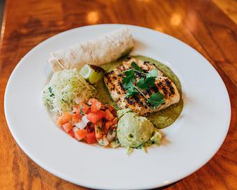 Product: grilled mahi mahi filet and shredded cabbage slaw. served with warm flour tortillas, pico de gallo and guacamole - Hub 51 in River North - Chicago, IL American Restaurants