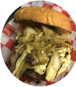 Product: Cajun Gorgonzola Burger - Hwy 61 Roadhouse & Kitchen in Saint Louis, MO Barbecue Restaurants