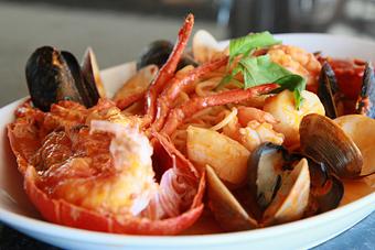 Product: ½ fresh lobster, shrimp, clams, mussels, tomato sauce, linguine pasta - IL Fornetto in Sheepshead Bay - Brooklyn, NY Italian Restaurants