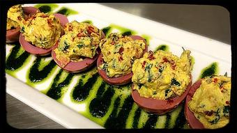 Product: Rainbow Salmon Deviled Eggs - Ireland's Four Provinces in Falls Church - Falls Church, VA American Restaurants