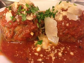 Product: Duo of Meatballs in hearty Marinara Sauce finsihed with Parmesan Cheese - JJ's Restaurant in Kansas City, MO French Restaurants