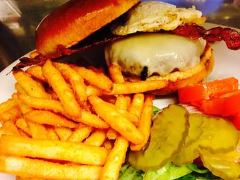 Product: One of the best burgers in Kansas City.  We also have special burgers everyday! - JJ's Restaurant in Kansas City, MO French Restaurants
