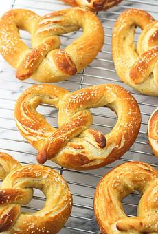 Product: Choose from Sweet Cream or Jalapeño stuffed, soft pretzel! - Joltin Jo's Espresso in Mc Cook, NE Coffee, Espresso & Tea House Restaurants