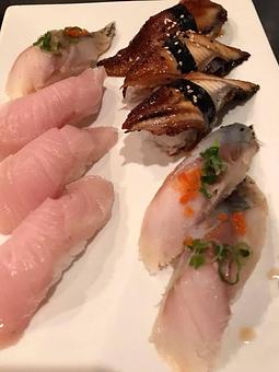 Product: Hamachi, unagi, saba sushi - Kaneyama Japanese Restaurant & Sushi Bar in Houston, TX Japanese Restaurants