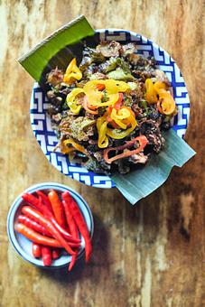 Product: Crispy Brussels Sprouts Leaves, Caramel Fish Sauce & Pickled Peppers - Khe Yo in TriBeCa - New York, NY Thai Restaurants