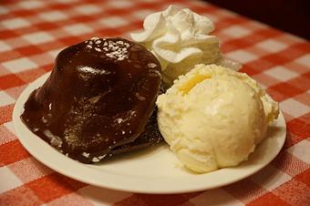 Product: Hot Chocolate Lava Volcano Cake A La Mode (Vanilla) - Kinchley's Tavern in Ramsey, NJ - Ramsey, NJ Pizza Restaurant
