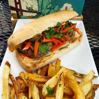 Product: Seasoned Turkey • Sriracha Mayo • Cucumbers • Pickled Jalapeño • Sour Carrots • Cilantro • French Roll - Kinderhook Tap in Oak Park, IL American Restaurants