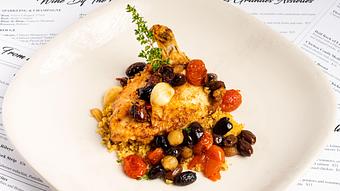 Product: Entree: Chicken Confit Mediterranean - La Baguette Bistro in Oklahoma City, OK Bakeries