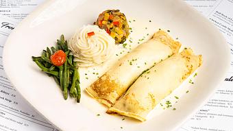 Product: Entree: Chicken and Mushrooms Crêpes - La Baguette Bistro in Oklahoma City, OK Bakeries