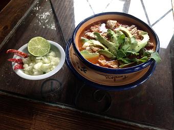 Product: Chicken hominy pozole - La Calaca Comelona in Portland, OR Mexican Restaurants