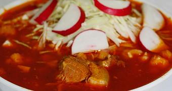 Product: Made with Pork, White Hominy our secret mix of spices, garnished with chopped Lettuce - La Lupita Tacos Mexicanos in Olneyville - Providence, RI Mexican Restaurants