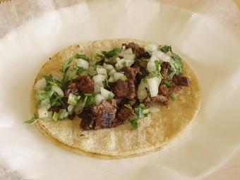 Product: Steak Taco (Regular) - Onions & Cilantro - La Lupita Tacos Mexicanos in Olneyville - Providence, RI Mexican Restaurants