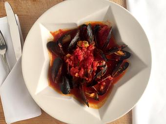 Product: Sauteed with fresh grape tomatoes & white wine - La Mezzaluna in Princeton, NJ Italian Restaurants