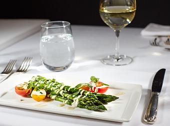 Product: with heirloom cherry tomatoes and truffle vinaigrette - La Tour Restaurant in Vail, CO French Restaurants