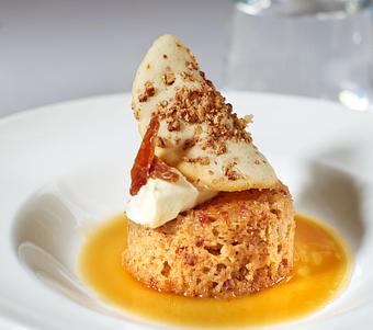 Product: with hot butter cognac sauce, pecan tuple, and crème chantilly - La Tour Restaurant in Vail, CO French Restaurants