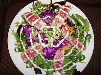 Product: Sashimi tuna salad with cucumber wasabi dressing - Lakeview Brew Coffee Cafe in New Orleans, LA American Restaurants