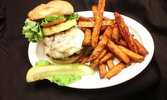 Product: Grilled Pineapple Burger - Legend's Bar & Grill in Fitchburg, MA American Restaurants