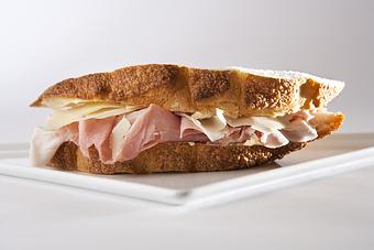 Product: So simple, but so good. Creminelli prosciutto cotto, aged Gruyère cheese and butter on our French country loaf. - Les Madeleines in Salt Lake City, UT Bakeries