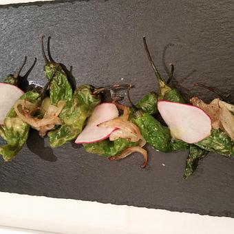 Product: Shishito Peppers & Caramelized Onions, Luminaria Spring Menu 2016 - Luminaria in Downtown Santa Fe - Santa Fe, NM American Restaurants