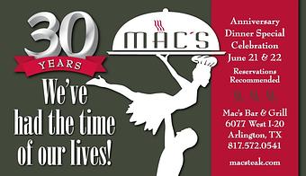 Product - Mac's Bar & Grill in Arlington, TX Steak House Restaurants