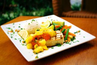 Product: Mahi with Fruit Salsa - Madfish Grill in Sarasota, FL American Restaurants