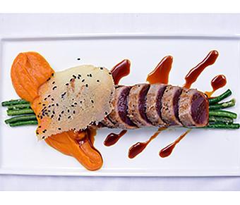 Product: Ahi Tuna, Miso Carrot Puree, Chinese Long Beans - Copper Lounge in Los Angeles, CA Bars & Grills