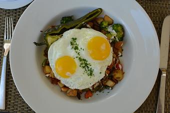 Product: Beef Shortrib Hash and Eggs - Copper Lounge in Los Angeles, CA Bars & Grills