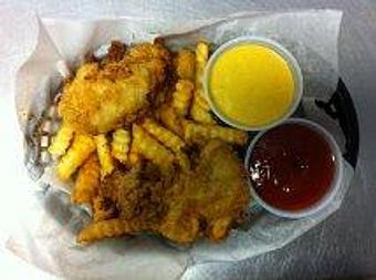 Product: Kids Chicken Tenders with honey mustard & ketchup. - Mario's Pizza & Grill in Knoxville, TN Pizza Restaurant