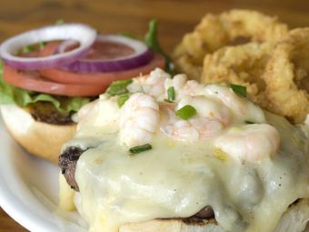 Product: Cajun Shrimp Burger - Mason's Grill in Baton Rouge, LA American Restaurants