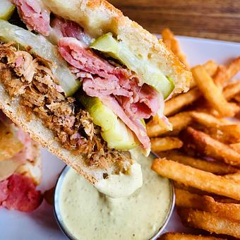 Product: El Cubano with our beer battered fries - McCoy's Public House in Excelsior & Grand - Minneapolis, MN Pubs