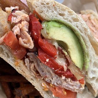 Product: Turkey Club Sandwich with sweet potato fries - McCoy's Public House in Excelsior & Grand - Minneapolis, MN Pubs