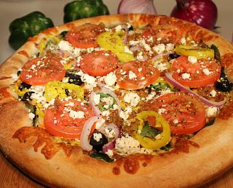 Product: Greek Pizza - Merlin's Pizza (Destin) in Destin, FL Pizza Restaurant