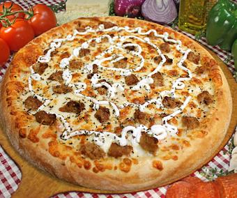 Product: Lasagna Pizza on hand tossed crust - Merlin's Pizza (Destin) in Destin, FL Pizza Restaurant