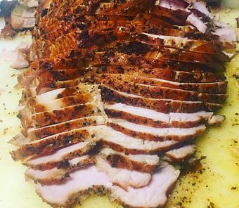 Product: Sliced smoked turkey breast. - Meyer's Elgin Smokehouse in Elgin, TX Barbecue Restaurants