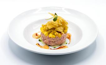 Product: SPICY AHI TUNA MARTINI
 Ahi tuna, mango salsa, spicy mayo, crispy wonton - Mill Creek Tavern in Bayville, NY American Restaurants