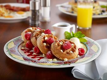 Product: Raspberry White Chocolate Waffles - Miss Shirley's Cafe in Roland Park - Baltimore, MD American Restaurants