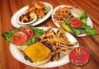 Product: Hamburger or CheeseBurger MJ's Raw Bar New Bern - Mj's Raw Bar and Grille in Historic Downtown New Bern, North Carolina - New Bern, NC American Restaurants