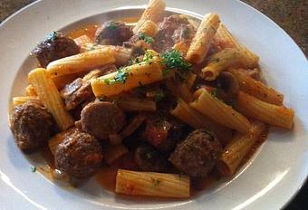 Product: Chef's Daily Special: Rigatoni Meatball and Sausage - Montecatini Ristorante in Downtown Walnut Creek, across from the Lesher Center for the Performing Arts - Walnut Creek, CA Italian Restaurants