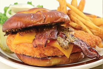 Product: On a prezel bun! - Moosejaw Pizza in The Waterpark Capital of the World in Wisconsin Dells! - Wisconsin Dells, WI American Restaurants Product: On a prezel bun! - Moosejaw Pizza in The Waterpark Capital of the World in Wisconsin Dells! - Wisconsin Dells, WI American Restaurants