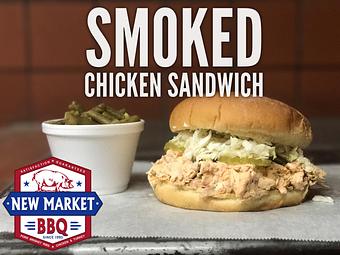 Product: Smoked Chicken Sandwich with Alabama White Sauce - New Market BBQ in Downtown New Market, AL - New Market, AL Barbecue Restaurants
