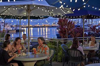 Product: Dine outside on our lanai with a great view of the harbor. - Upstairs at Pier 38 in Honolulu, HI Seafood Restaurants