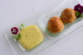 Product: Our peroshkies have been a staple for 40 years. - Nikolai's Roof in Atlanta, GA French Restaurants